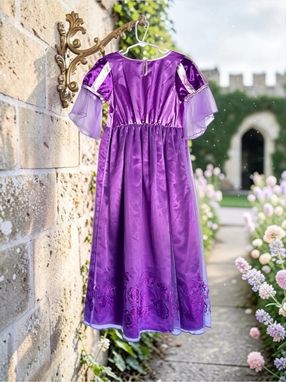 NWT Disney Store Rapunzel Princess Costume Dress Lavender Satin Girls Size 5/6